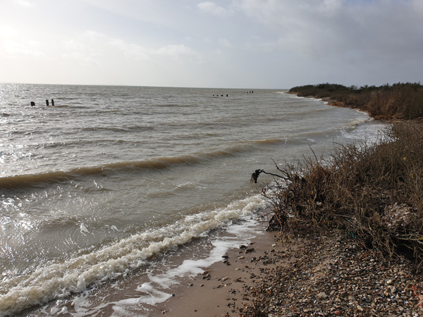 Strandkanten oversvømmet